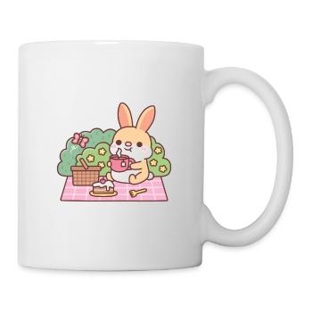 Lapin mignon dégustant du thé lors d’un pique- - Mug blanc - blanc - Droite