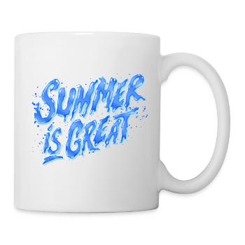 Summer is Great (Schriftzug, Blau) - Tasse - Weiß - Rechts
