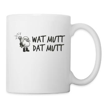 Coole Möwe mit Schraubenschlüssel plattdeutsch - Tasse - Weiß - Rechts