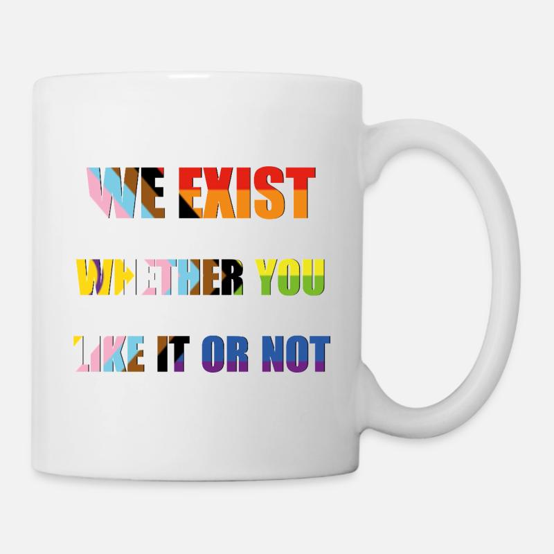 We Exist - Fortschritt Pride Flagge - Tasse - Weiß