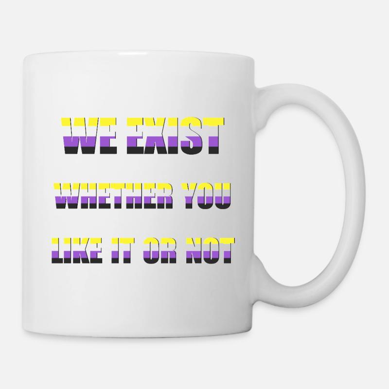 We Exist - Nicht-binäres Flag - Tasse - Weiß