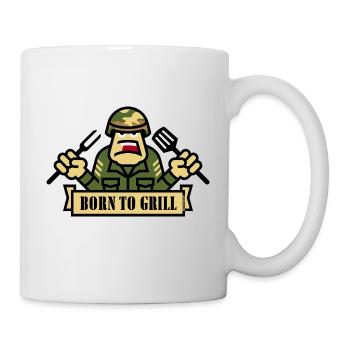 Born To Grill (Grilling / BBQ / Barbecue / Army) - Mug - white - Right
