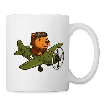 Flying Beaver Pilot in Plane - Mug - white - Right