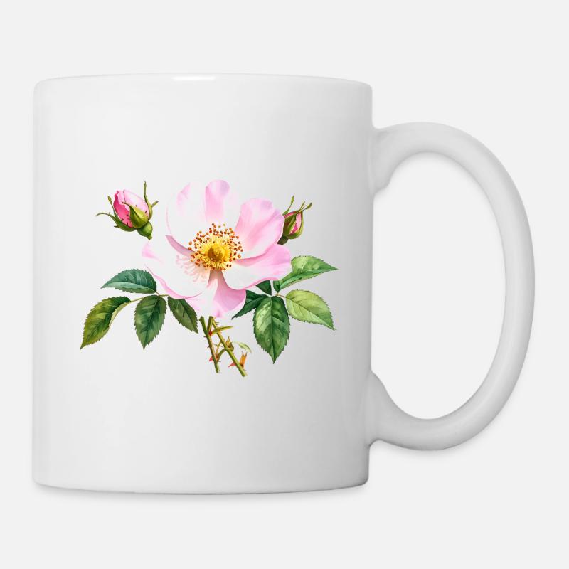 Wild Rose - Aquarelle - Mug blanc - blanc