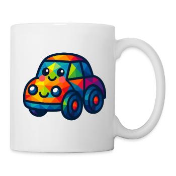WPAP Polygon Kawaii Style Baby Toy Car - Mug - white - Right