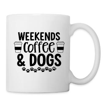 Wochenenden Kaffee Und Hunde - Tasse - Weiß - Rechts