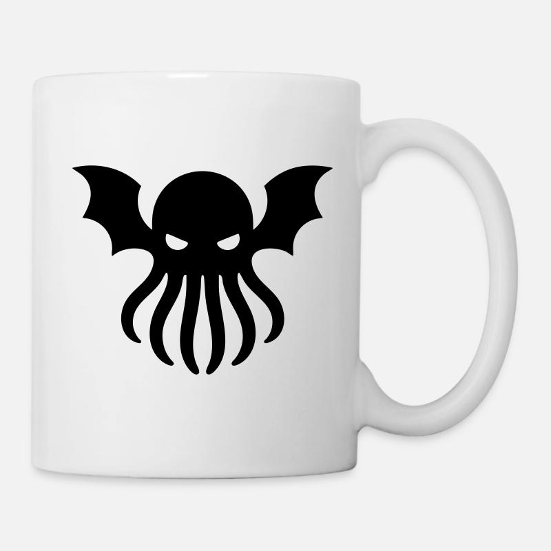 Geometrisches Cthulhu – Monochromes Symbol - Tasse - Weiß
