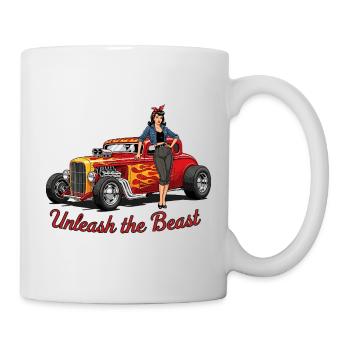 Rostiges Hot Rod mit Weiblicher Begleitung - Tasse - Weiß - Rechts