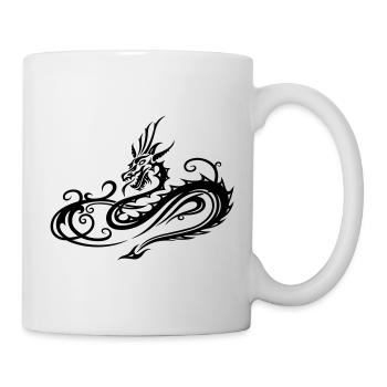 Tribal dragon in heart shape motif - Mug - white - Right