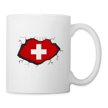 Schweiz Flagge - Tasse - Weiß - Rechts