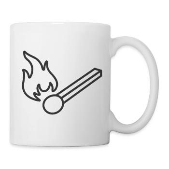 Brennendes Streichholz-Liniensymbol - Tasse - Weiß - Rechts