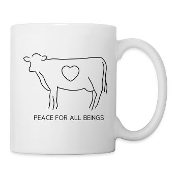 Peace for All Beings – Fine Line Christmas Cow - Mug - white - Right