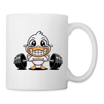 Canard fort avec haltère Fitness Workout Cartoon - Mug blanc - blanc - Droite