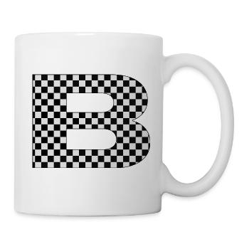 Treillis noir et blanc orné lettre B - Mug blanc - blanc - Droite
