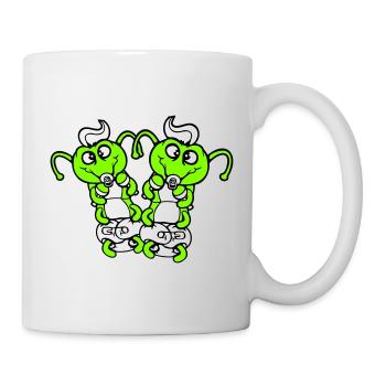 2 chenilles bébé hochet couche tétine enfant né - Mug blanc - blanc - Droite