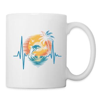 Dolphins and sunset scene - Mug - white - Right