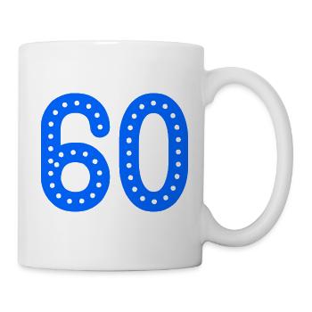 60. 60 JAHRE. 60-JÄHRIGES JUBILÄUM. 60. GEBURTSTAG. - Tasse - Weiß - Rechts