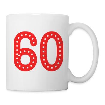 60. 60 JAHRE. 60-JÄHRIGES JUBILÄUM. 60. GEBURTSTAG. - Tasse - Weiß - Rechts