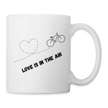 Heart and Bicycle Motif in Minimalist Style - Mug - white - Right