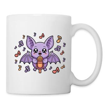 Süßer Singender Fledermaus Mit Musiknoten - Tasse - Weiß - Rechts
