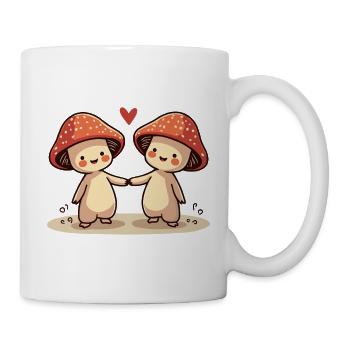 Mushroom couple with heart - Cute Mushrooms - Mug - white - Right