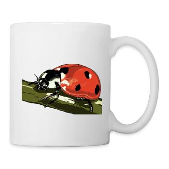 Ladybug on plant stem - Mug - white - Right