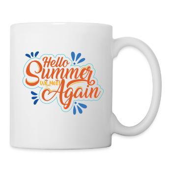 Sommerliche Aufschrift mit Fröhlichkeit - Tasse - Weiß - Rechts
