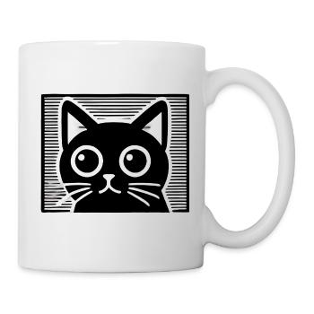 Bold Black Cat Line Art Design - Mug - white - Right