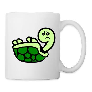 Tortue renversée sur le dos, triste - Mug blanc - blanc - Droite