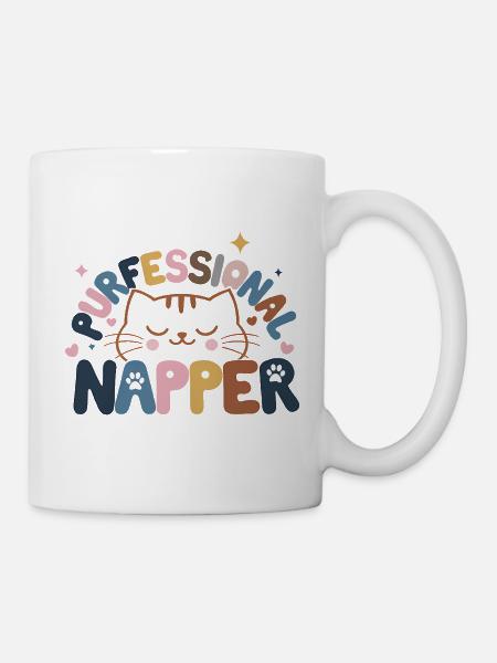 Chat fantaisiste à l’expression paisible - Mug blanc - blanc