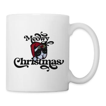 Festliche Katze Weihnachten Illustration - Tasse - Weiß - Rechts