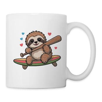 Faultier auf Surfbrett-Herzen - Tasse - Weiß - Rechts