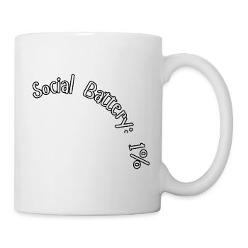 Social Battery 1% – Funny Introvert Design - Mug - white - Right