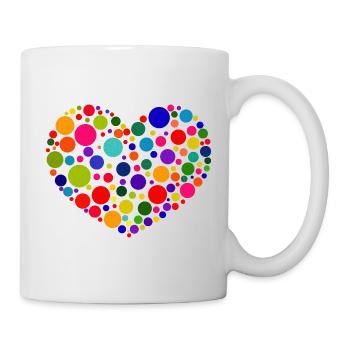 Spotty Heart T-Shirt | Bright Colourful Dots Love - Mug - white - Right