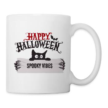 Katze - Happy Halloween - Tasse - Weiß - Rechts