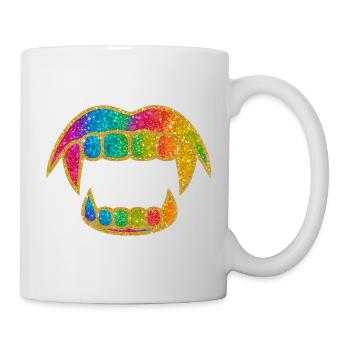 Regenbogen Glitzer Mund - Tasse - Weiß - Rechts