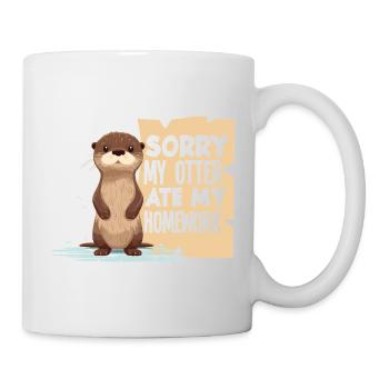 Sea Otter Cartoon Ate My Homework - Mug - white - Right