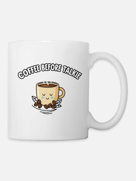 Café avant talkie Jolie tasse à café kawaii - Mug blanc - blanc