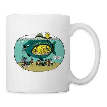 funny beer belly fish stomach comic aquarius - Mug - white - Right