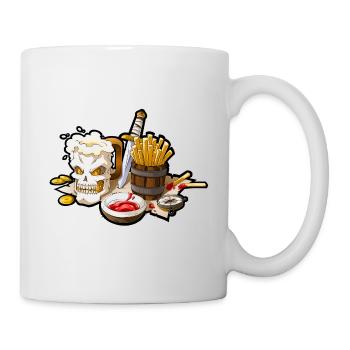 Chope de bière Skull et chips de pirate - Mug blanc - blanc - Droite