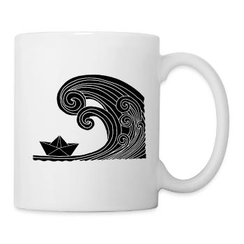 Paper Boat und Schwarzer Ozean - Tasse - Weiß - Rechts