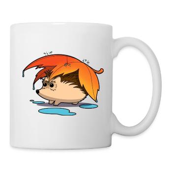 Igel unter Laubschirm - Tasse - Weiß - Rechts