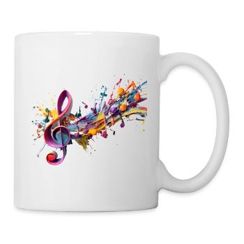 Farbige Noten mit Notenschlüssel - Tasse - Weiß - Rechts