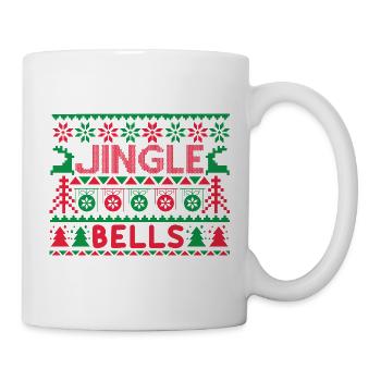 Hässlicher Pullover – Jingle Bells Strickmuster - Tasse - Weiß - Rechts