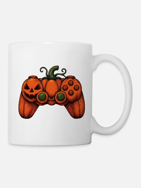 Halloween Controller Kürbis-Duo - Tasse - Weiß