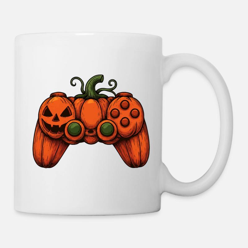 Halloween Controller Kürbis-Duo - Tasse - Weiß