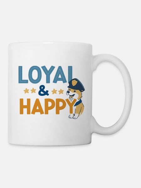 Treuer & Glücklicher Polizeihund - Tasse - Weiß