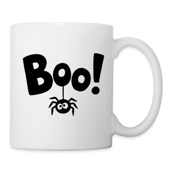 BOO! Lustiges Spinnen-Statement Spruch - Tasse - Weiß - Rechts