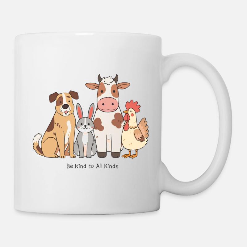 Soyez gentil avec toutes sortes de design d’animaux - Mug blanc - blanc