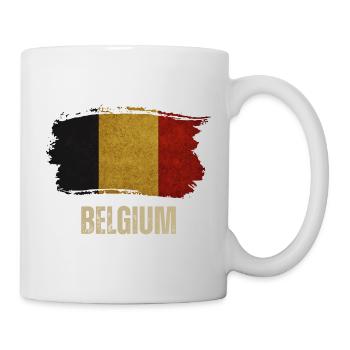 Grunge-Flagge von Belgien, belgischer Stolz - Tasse - Weiß - Rechts